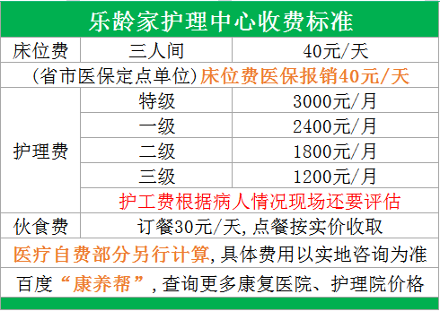 杭州樂齡家護理中心收費標準